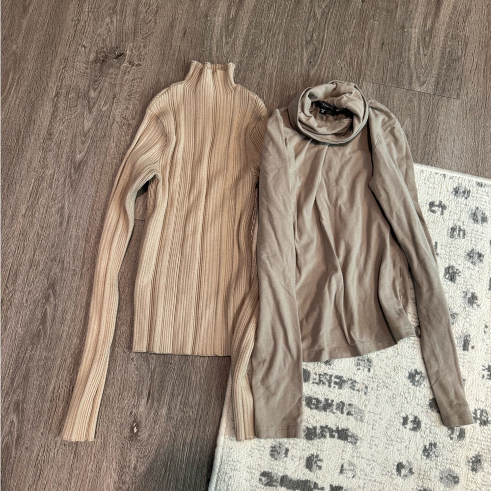 Dynamite Cozy Tan and Brown Turtleneck Sweaters